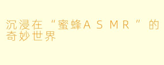 沉浸在“蜜蜂ASMR”的奇妙世界