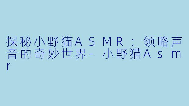 探秘小野猫ASMR：领略声音的奇妙世界-小野猫Asmr