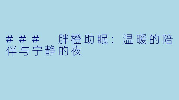 ### 胖橙助眠：温暖的陪伴与宁静的夜