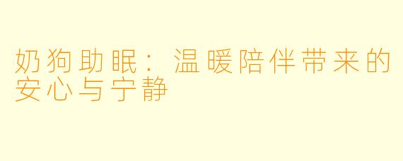 奶狗助眠：温暖陪伴带来的安心与宁静