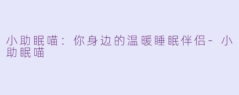 小助眠喵：你身边的温暖睡眠伴侣