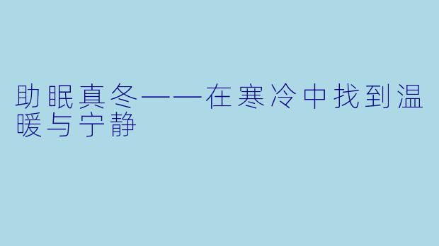 助眠真冬——在寒冷中找到温暖与宁静