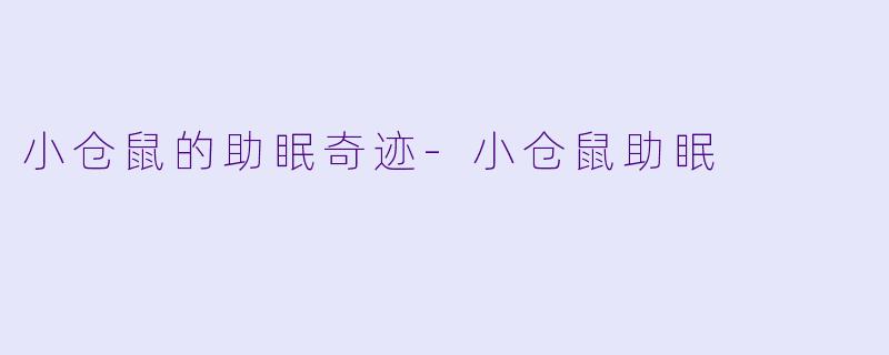 小仓鼠的助眠奇迹-小仓鼠助眠