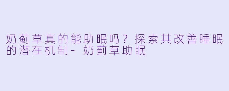 奶蓟草真的能助眠吗?探索其改善睡眠的潜在机制
